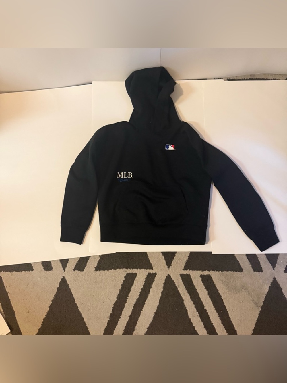 abercrombie kids Black MLB Hooded Sweatshirt with Embroidered Logos